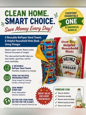 Reusable NoPaper Hand Towels with Heinz Distilled Vinegar Household Hints Book
